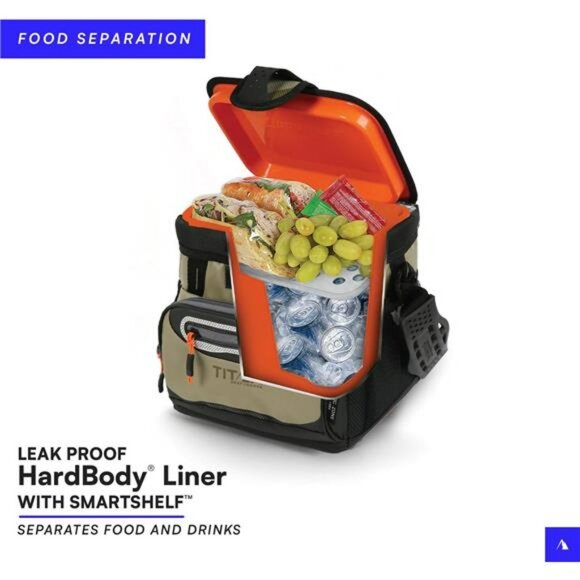 9 can zipperless cooler bag hardbody insulated lunch tote with shoulder strap - Picture 2 of 7